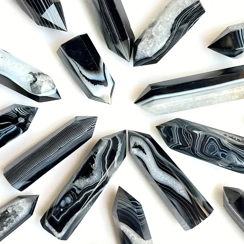 1pc Natural Black Agate Crystal Tower,Natural Stone for DIY, Home Decor Unique Gifts - view 5