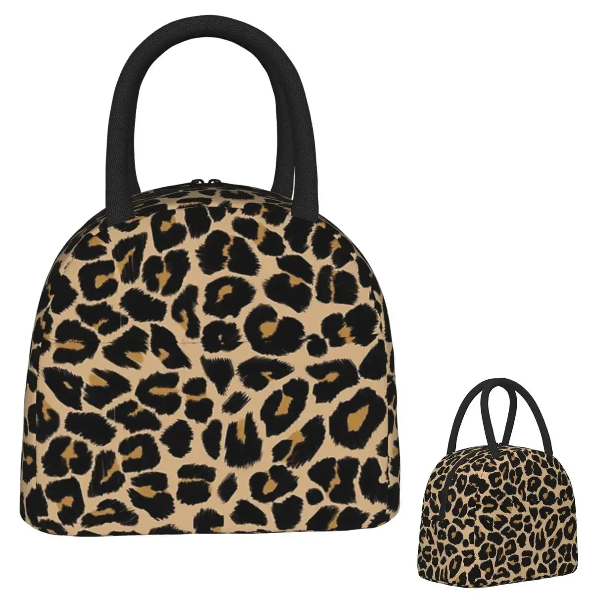 Leopard Print Traditional Colours Insulated Lunch Bag for Women Kids Portable Food Boxes Thermal Lunch Box Tote