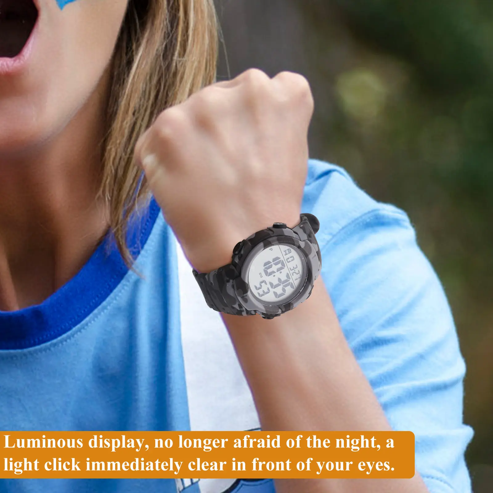 

Цифровые спортивные часы для мужчин, с большим экраном, светящиеся, водонепроницаемые, многофункциональные электронные часы для активного отдыха, подарок для студентов