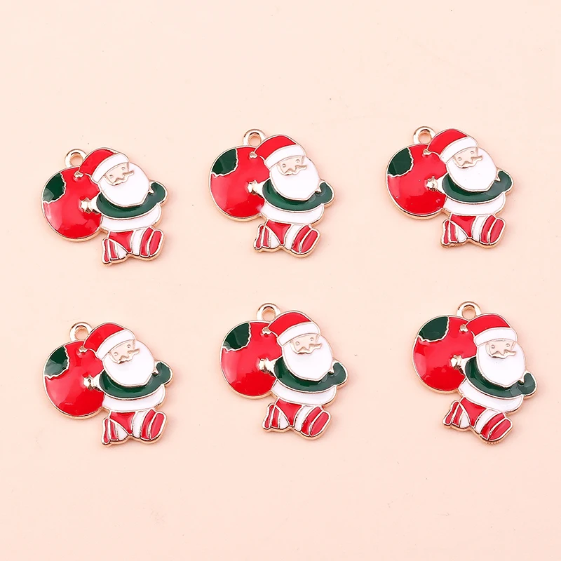 10 Stück Mix süße Weihnachtsmann Charms Emaille Weihnachten Schneemann Stiefel Charms Anhänger für Schmuckherstellung DIY Ohrringe Halskette Geschenke – Detail 9