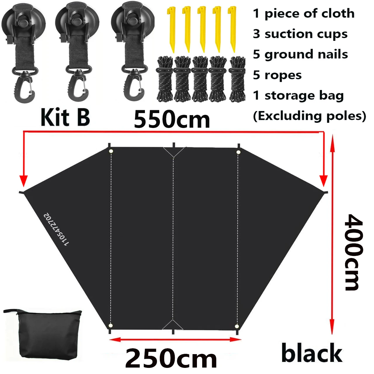 Parasol Lateral para Auto en Forma de Carpa Grande, Tela Impermeable, para Campamento al Aire Libre, Cubierta Trasera Tipo Caja para SUV