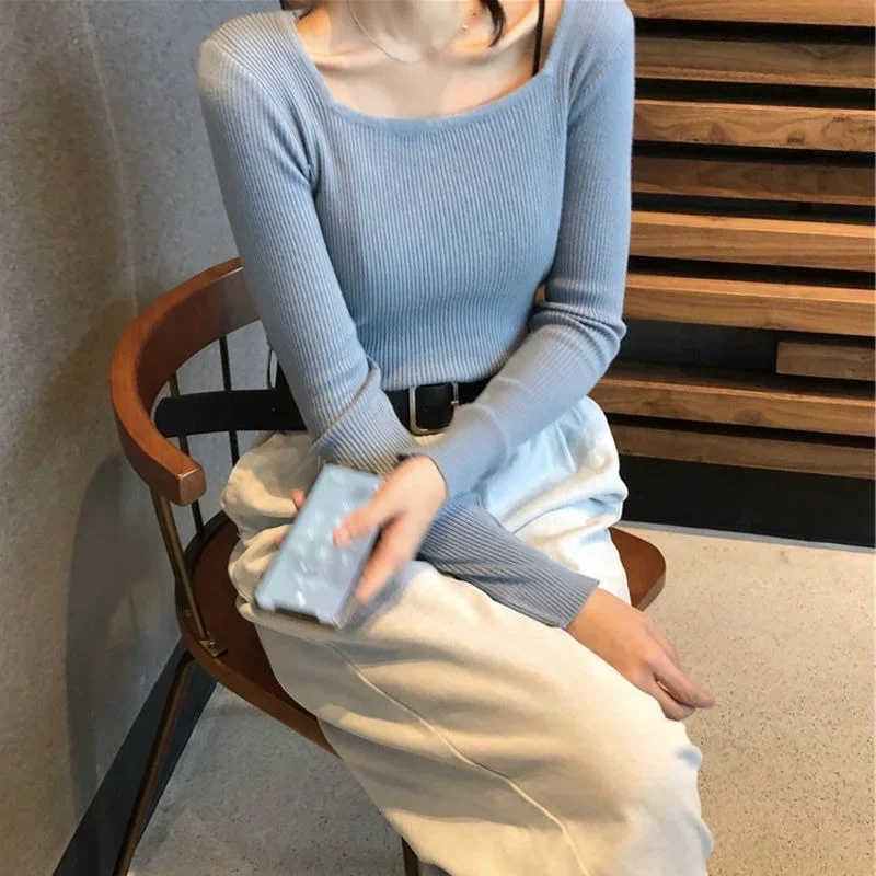 

7-цветные пуловеры, женские тонкие универсальные стильные элегантные корейские стильные женские трикотажные свитера с длинными рукавами, повседневные Pull Femme