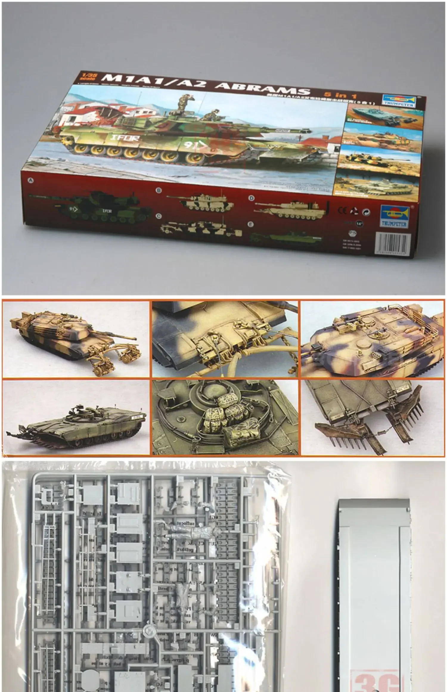 Trumpeter Assembled Tank Model Kit 01535 American M1A1/A2 Abrams Main Battle Tank 5 in 1 1/35