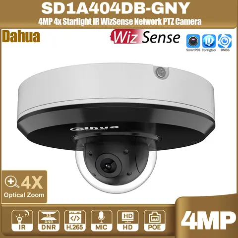 Original Dahua SD1A404DB-GNY 4MP 4X Zoom Starlight IR WizSense Network PTZ POE IP Camera IR IVS Face Detect SMD3.0 Built-in Mic