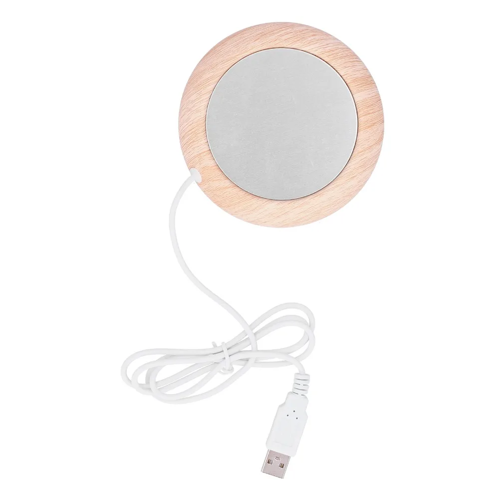 Coffee Mug Warmer Wood Grain USB Heater Pad Low Power Fast Heating Cup Warmer Electric 5W Beverage Warmer Tea Drinkers