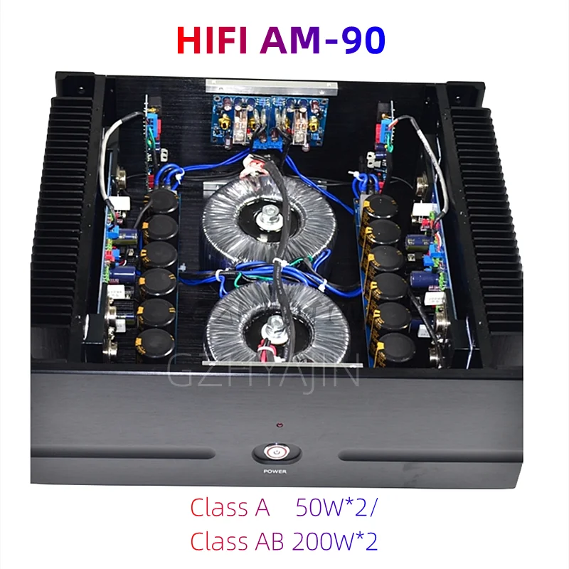 

AM-90 HIFI pure afterstage high-power power amplifier class A and class AB balance input is optional Class A 50W*2/ AB 200W*2