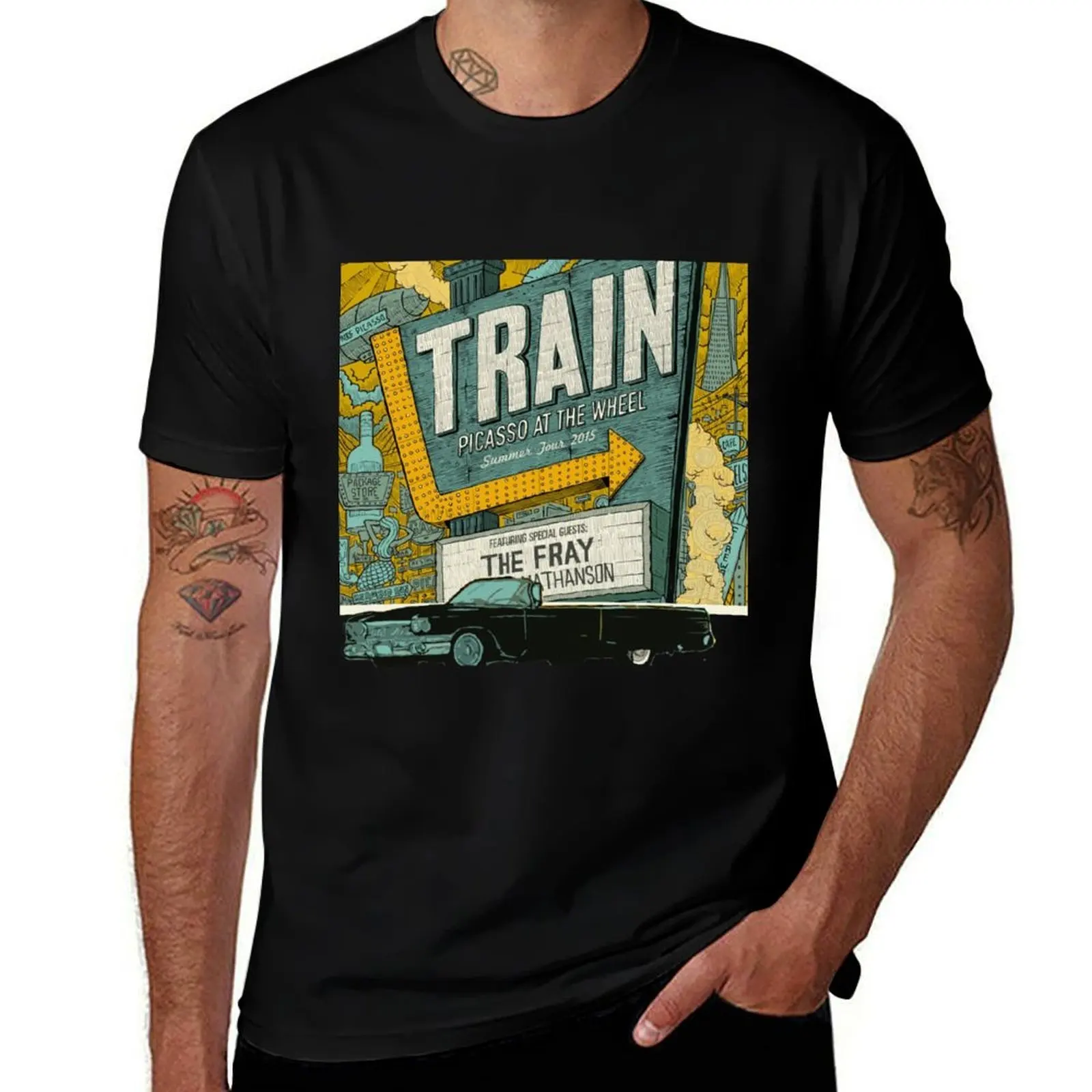 

Футболка TRAIN SUMMER TOUR, хлопковые футболки, мужская футболка из 100% аниме, футболка