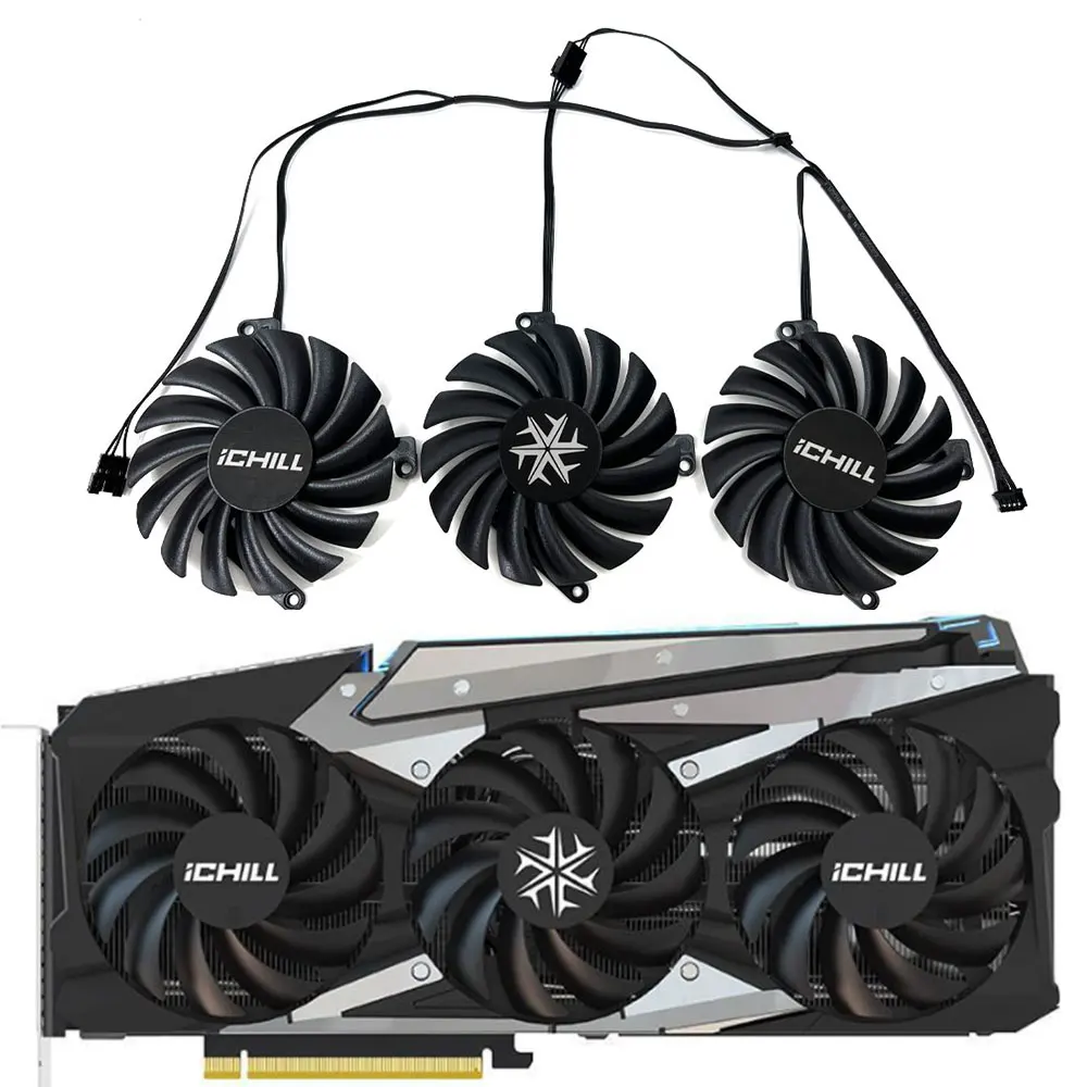 

1SET CF-12915S RTX 3070 iCHILL X3 GPU Fan，For INNO3D RTX 3060 Ti、3070、3070 TI、3080、3080 Ti、3090 iCHILL X3 Video card cooling fan