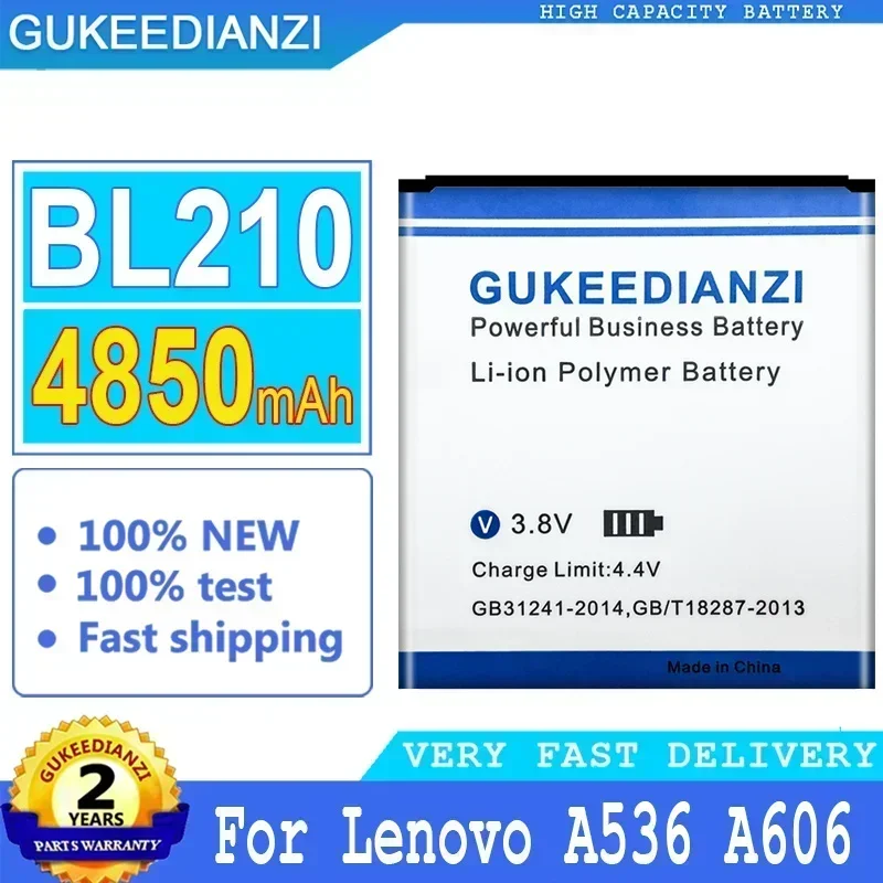 Large Capacity Mobile Phone Batteries BL210 4850mAh For Lenovo A536 A606 S820 S820E A750E A770E A656 A766 A658T S650 A398T A828t