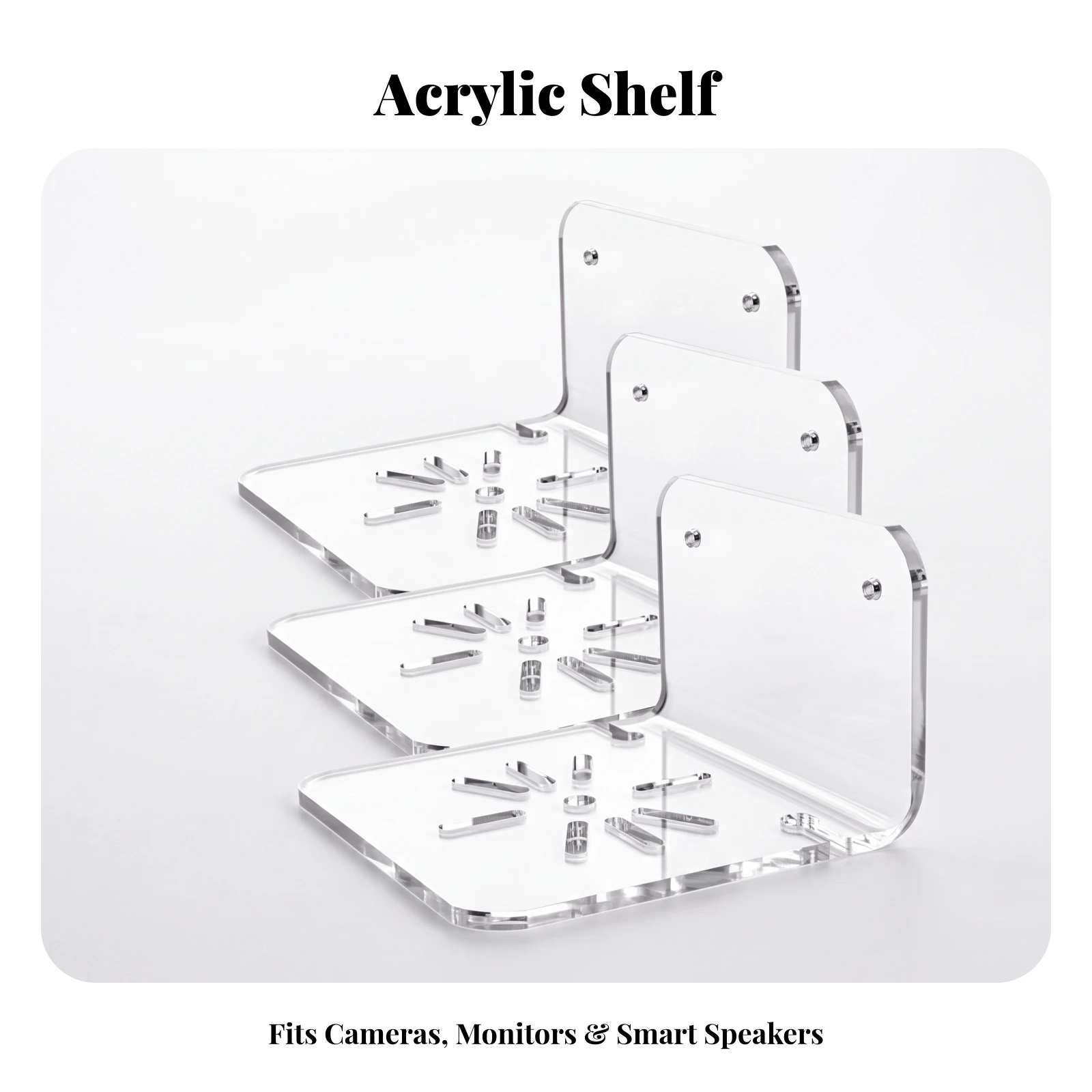 3 Pieces Floating Shelf Brackets Easy to Install Acrylic Shelf Bracket Mounting Bracket with Screws Slim for Home, Office