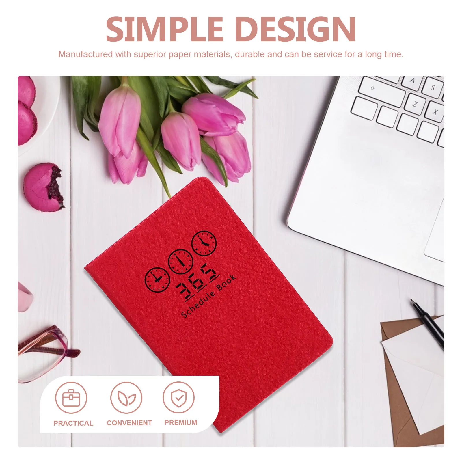 

2024 Planner Calendar Book A5 Red Daily Weekly Schedule Notebook School Efficient To Do List Study Date Plan Pad