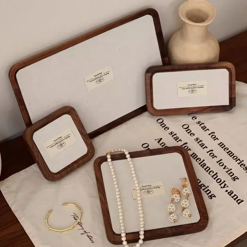 

Высококачественная деревянная тарелка для демонстрации ювелирных изделий, жемчужное кольцо, ожерелье, поднос для хранения аксессуаров, подставка для презентаций ювелирных изделий, модные аксессуары