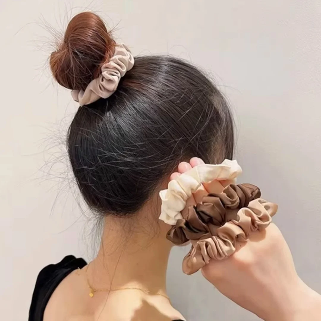 5PCS Satin Hair Scrunchie Exquisite Hair Tie Fabric Hair Elastic Women Ponytail Headband Fashion Korean French Hair Ring Jewelry view 4