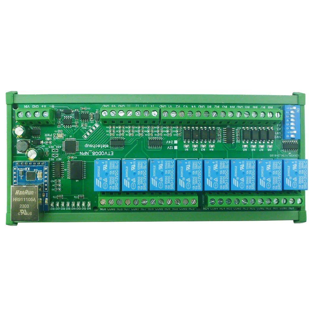 8CH NPN DI Network Ethernet Modbus RTU TCP Multifunction Remote I/O NPN PNP DI Dry Contact Relay DO 4-20MA 0-10V Current Voltage