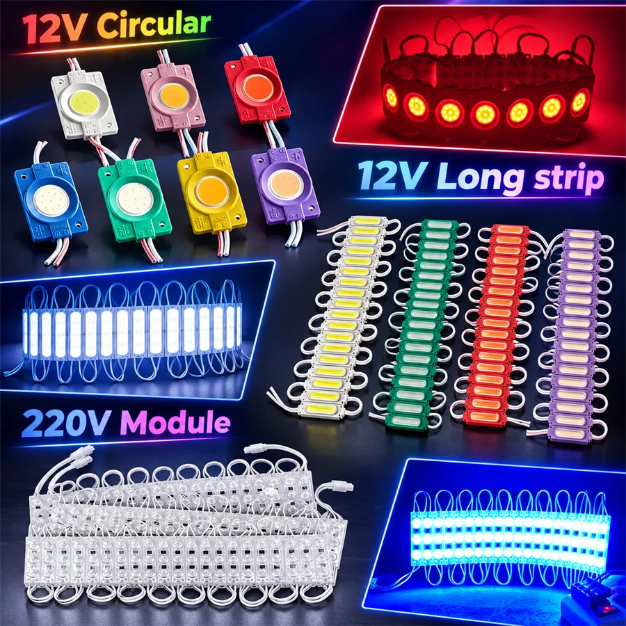 20PCS 12V 220V COB LED Module Combination Back Light Waterproof IP65 Advertising Light Banner Party Festival Atmosphere Car Room