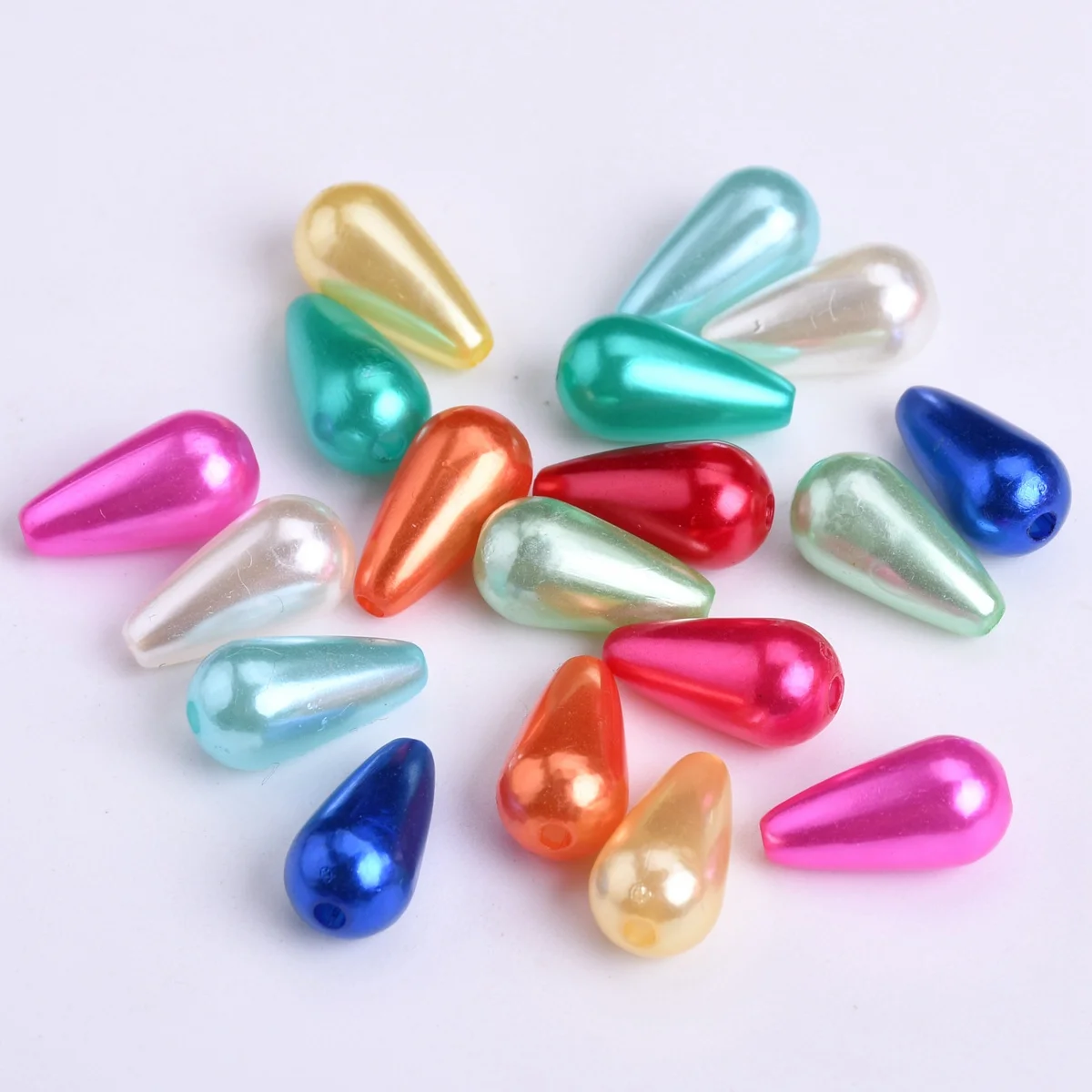50 sztuk sztuczna perła 8x15mm kształt łzy ABS plastikowe luźne koraliki dużo do tworzenia biżuterii DIY ustalenia