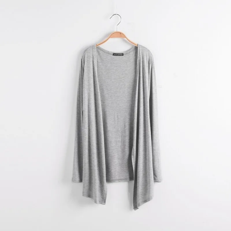 Spring Summer Thin Irregular Long Sleeve Sun Protection Modal Outerwear Air Conditioning Shirt Women's Shawl Fit Open Cardigan