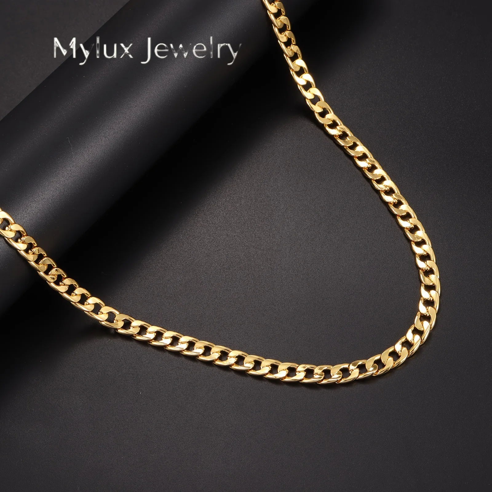 Mylux Jewelry Luxury 24K 9999 Pure Gold real gold Men's and Women's 6mm Necklace Cuban Chain Punk 8mm Flat Snake Bone Chain
