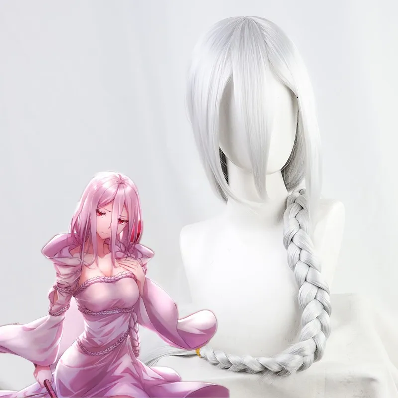 

Goddess Form Shiraori Cosplay Wig So I'm a Spider So What Pure White Triple Braid 130cm Heat Resistant Hair For Women Halloween