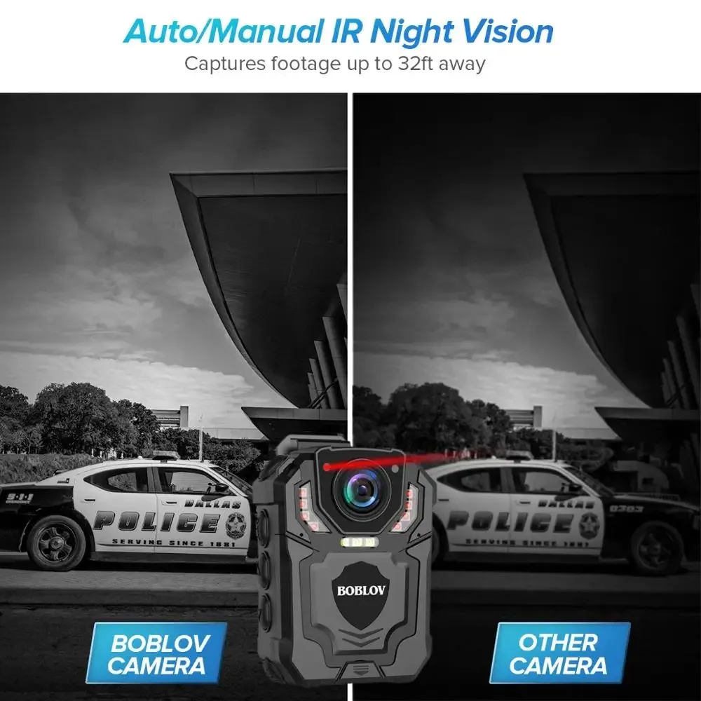 Boblov T5 Body Worn Camera HD 128GB DVR Video Security Cam IR Night Vision Wearable Mini Camcorders Loop Recording Police Camera