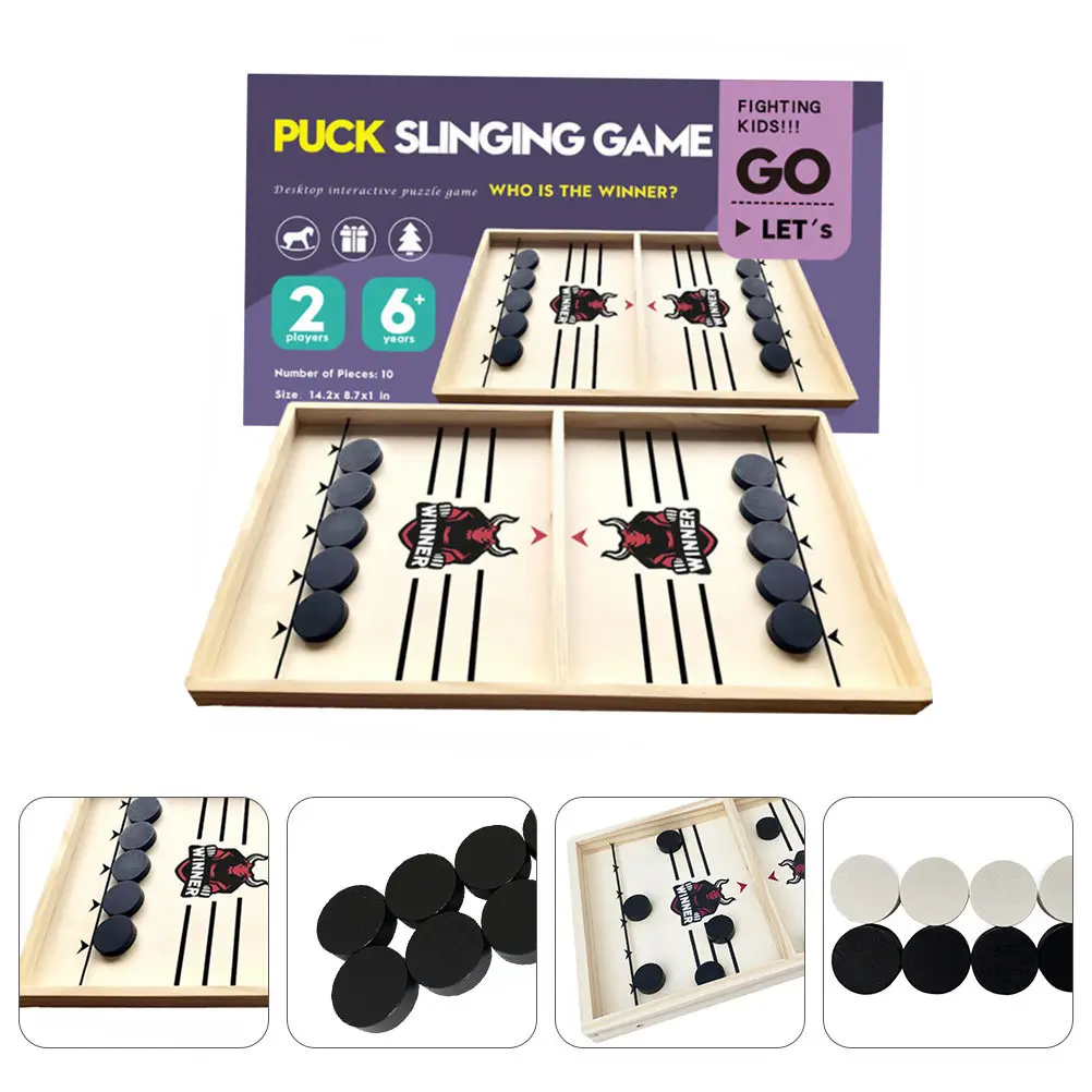 

Набор для игры в Sling Puck из высококачественной древесины: прочные и безопасные аксессуары для катапультных шахмат, идеально подходят для семейного досуга и общения родителей с детьми.