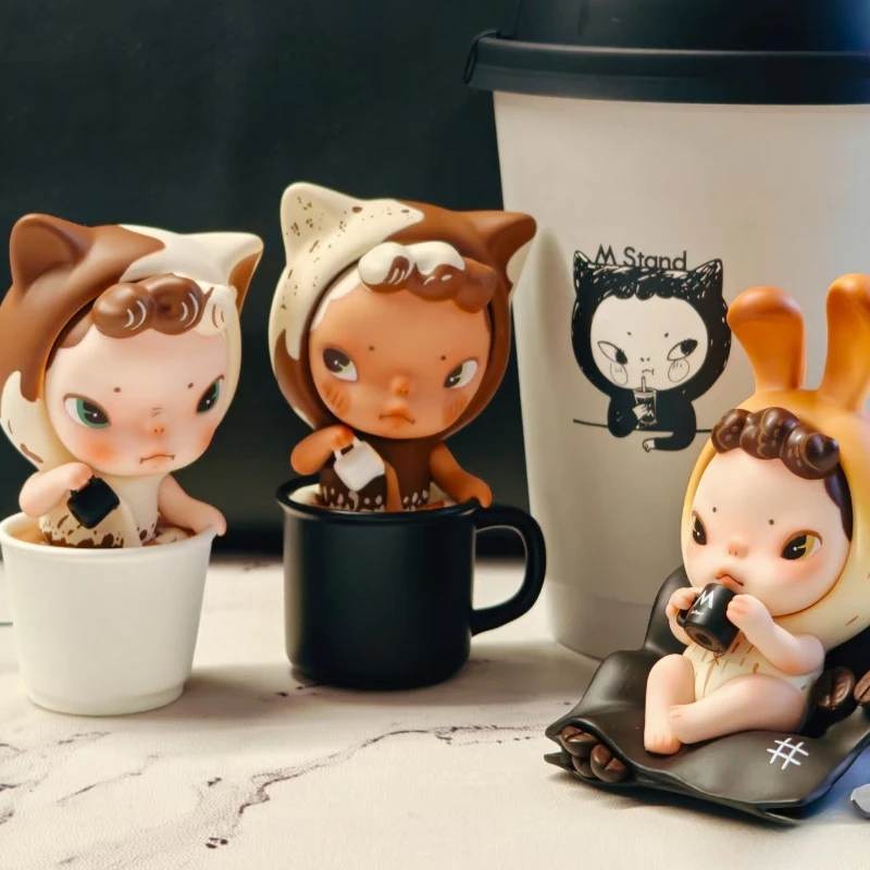 جديد سويا القهوة صندوق أعمى الشكل حظر ايمو بو الأرنب القط دمية التعاون مصمم لعبة شخصية الديكور الفنان الجمالي