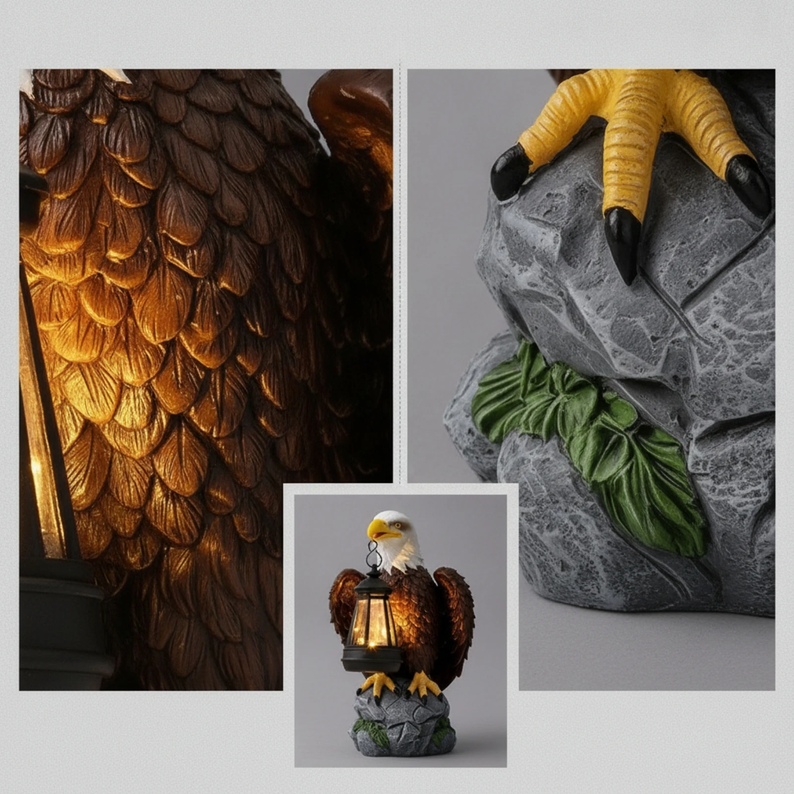 Eagle Statue with Solar Lantern Outdoor Garden Statue Figurine with Solar Light Long-Lasting Decor Eco-Friendly for Bird Lovers