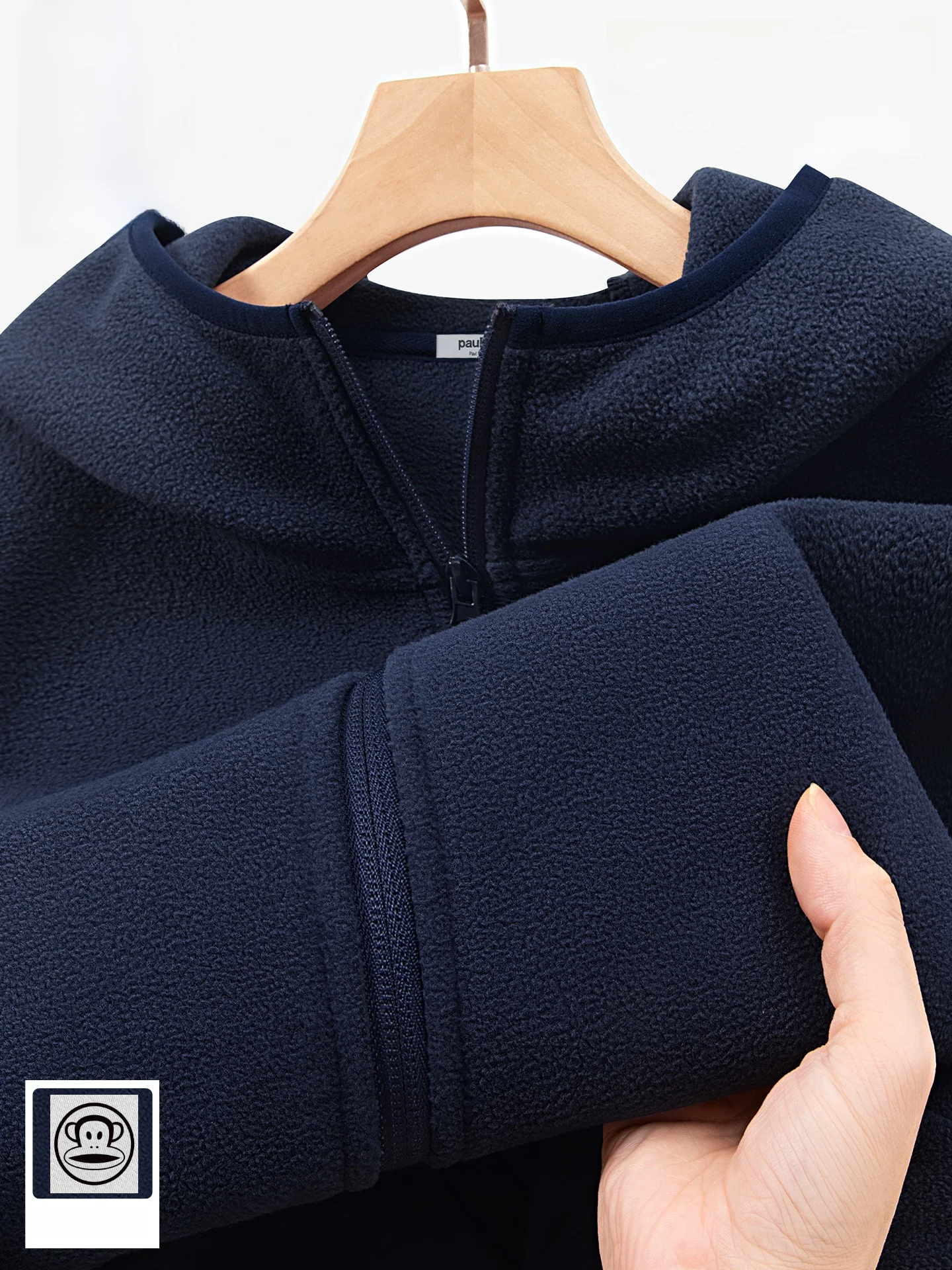 

Monkey Hooded Fce Jaet Men's Autumn Winter Sle Loose Fit Long Sve Warm Polyester Coat with ket