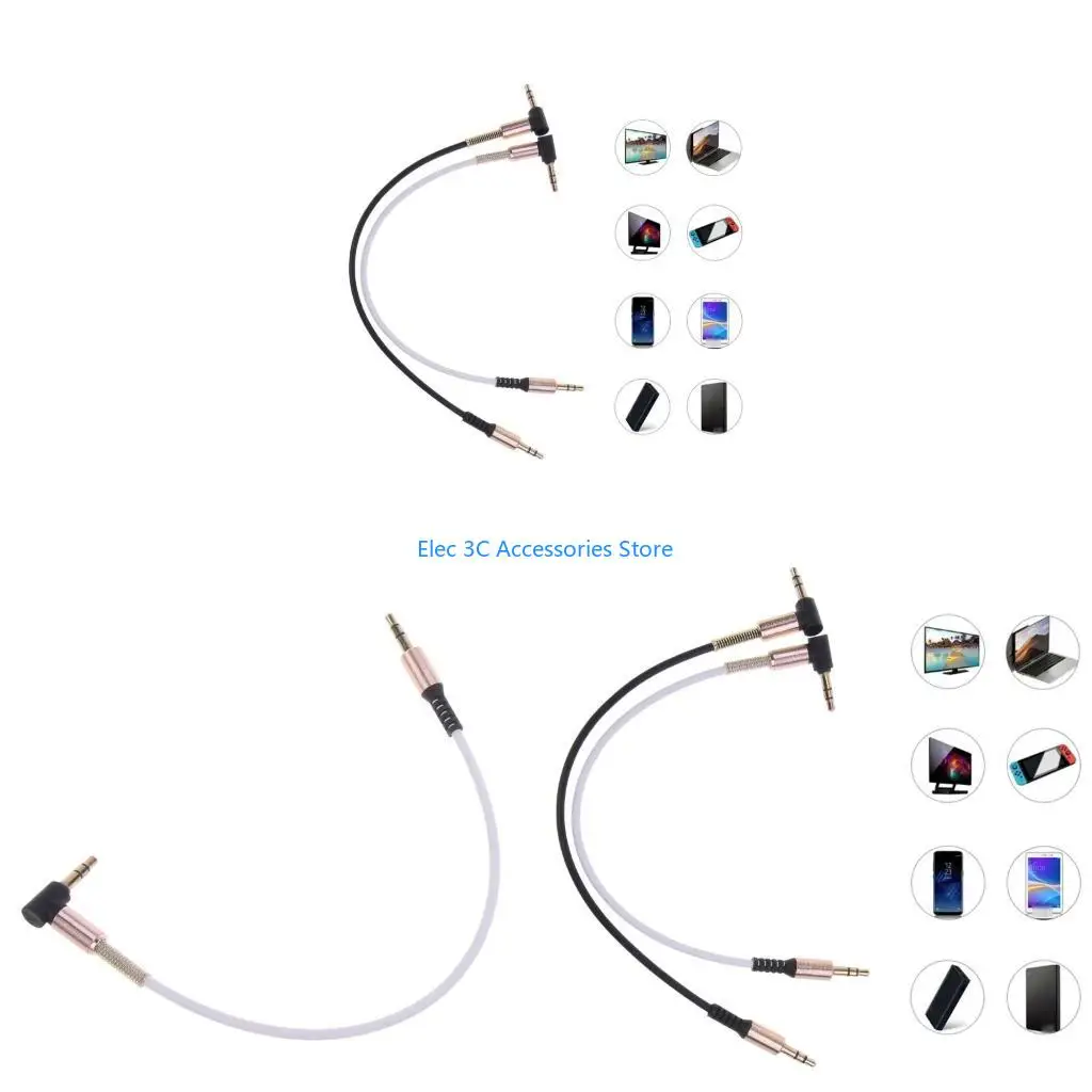 Y51A 90 Degree Extension Line AUX Cable Wire for 3.5mm Headphones Tablets Speaker
