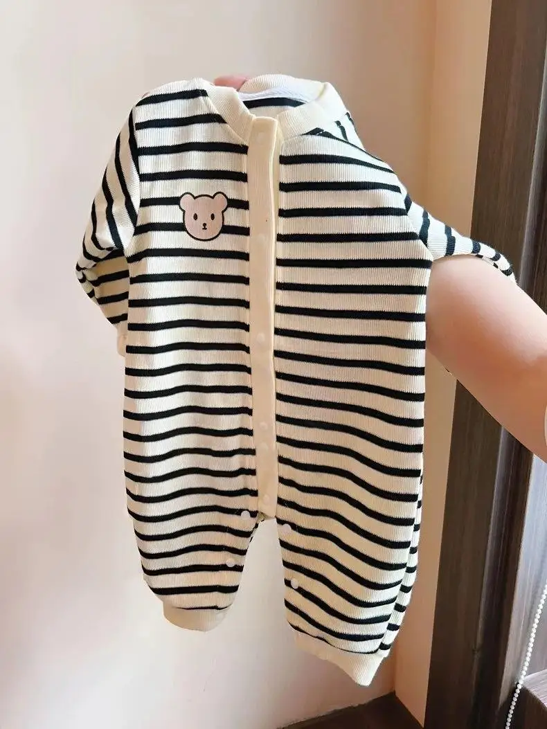 Ropa de bebé recién nacido primavera otoño Faion tejido a rayas Rer niños niñas bebé Bot abrigo ropa larga Sve piel de conejo