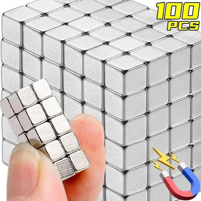 10/100pcs Strong Mini Magnets Cubes Neodymium Square Magnetic Blocks DIY Crafts for Fridge Whiteboard Samll School Office Magnet