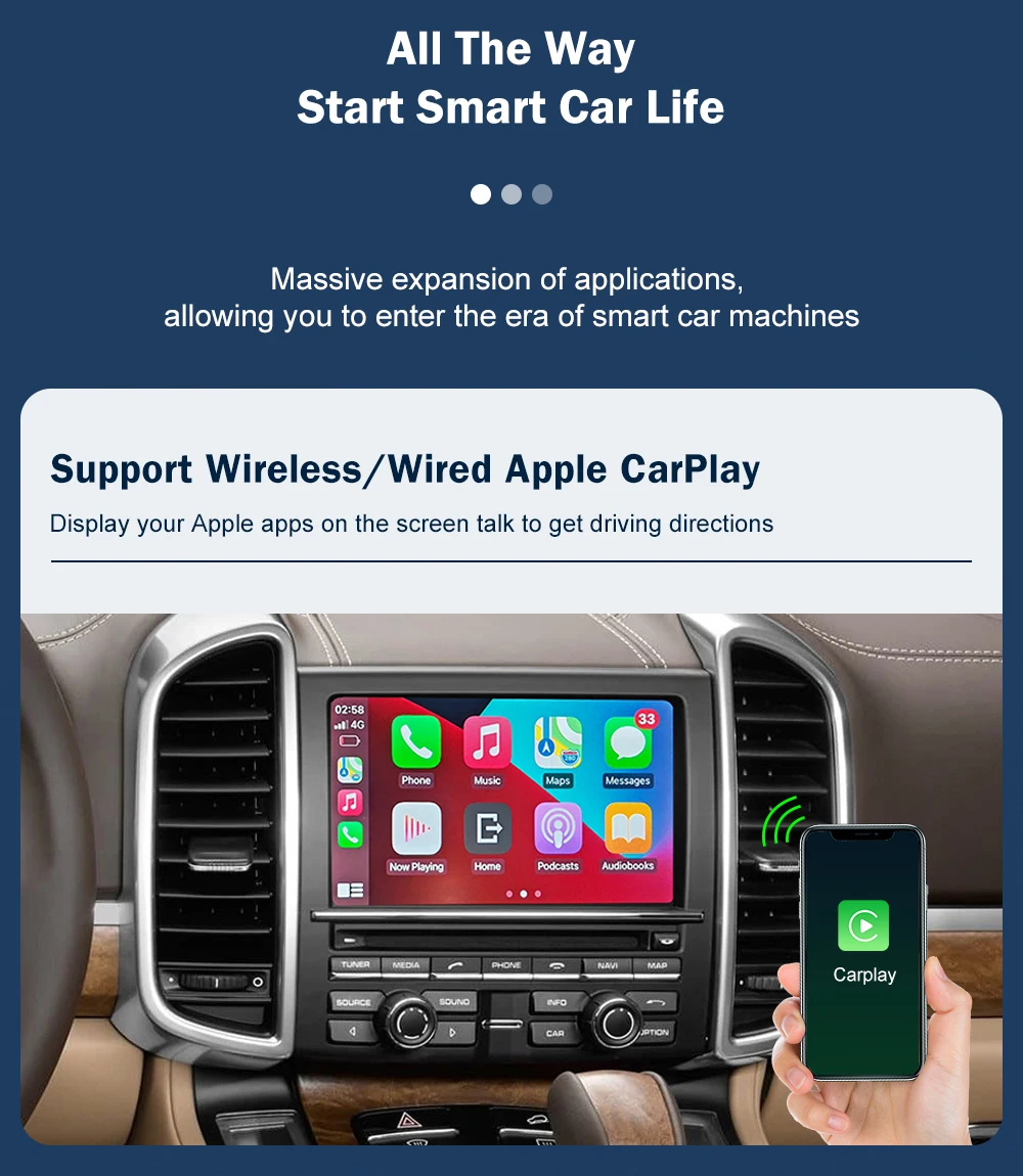 Road Top Kabelloses CarPlay für Porsche Macan Cayman Cayenne Panamera PCM3.1 Android Auto Mirror Link AirPlay Auto-Zubehör – Detail 5