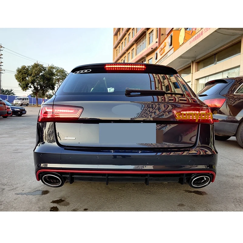 PP Car Rear Bumper Diffuser Lip Spoiler for Audi A6 S-line S6 Hatchback Avant Touring 2015 - 2018 Not for RS6 Bumper Guard