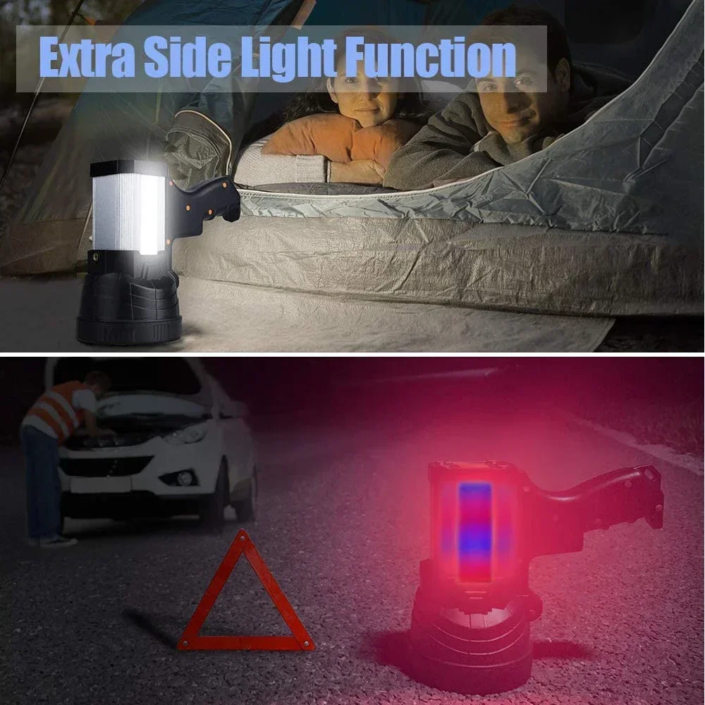 Most Powerful LED Work Light High Power Rechargeable Searchlight Flashlight Outdoor Spotlight Camping Lantern Torch Power Bank