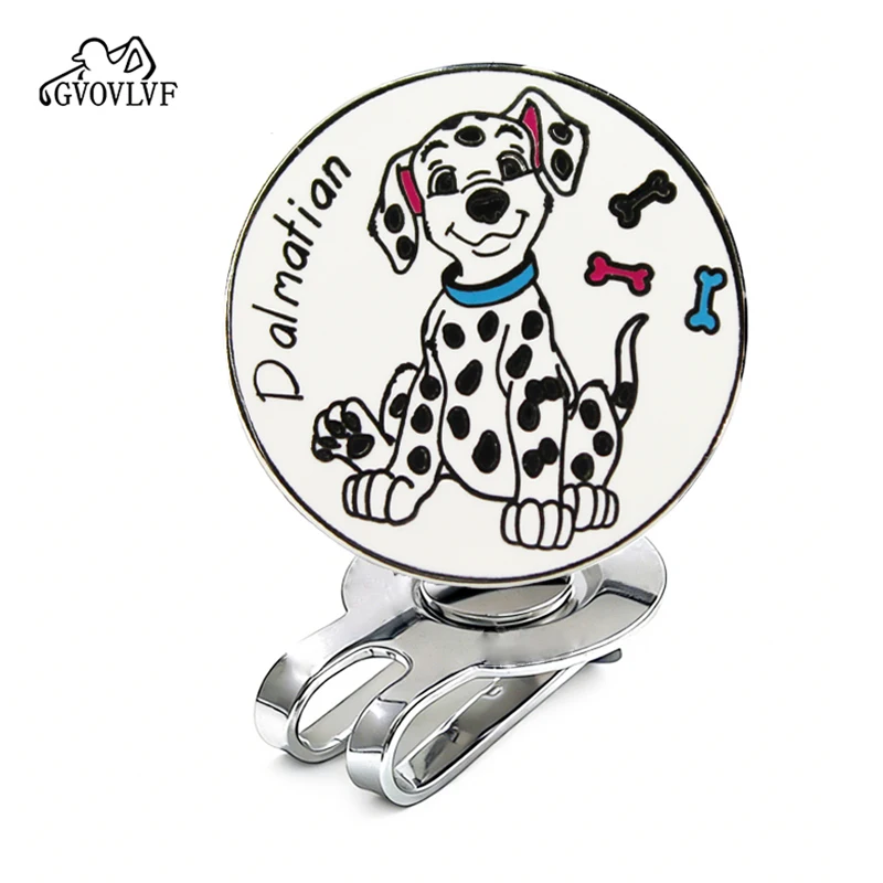 Golf Metal Cap Clip Circular Marker Spotted Dog+Magnetic Clip Serving Position Marker Accessory Golf Player Gift