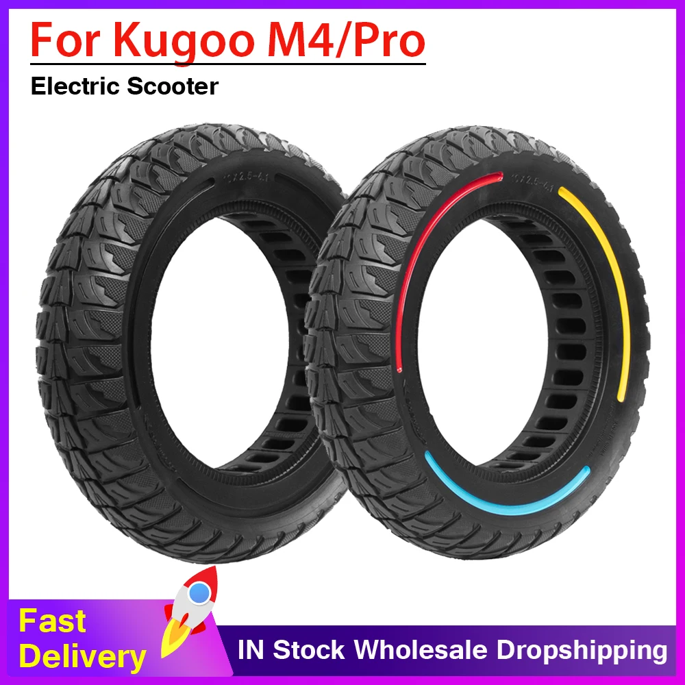 

10x2.5-6.1 Off-Road Solid Puncture Proof Tire For KUGOO M4/M4 ProElectric Scooter Anti-puncture Tubeless Tyres Tires Parts