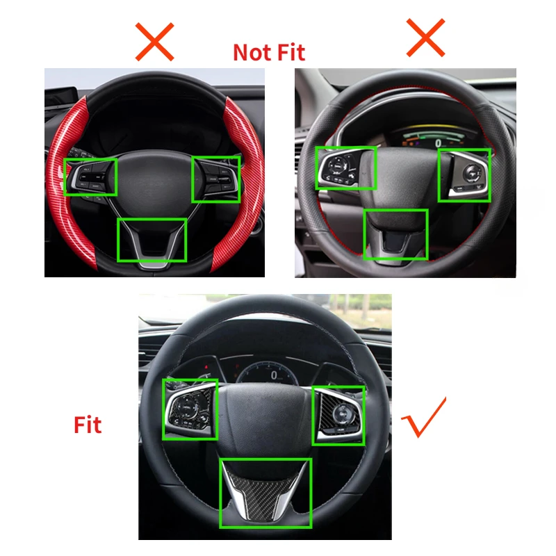 Car Steering Wheel Cover Trims Accessories Carbon Fiber Interior Mouldings for Honda Civic 10th 2016 2017 2018 2019 2020 2021