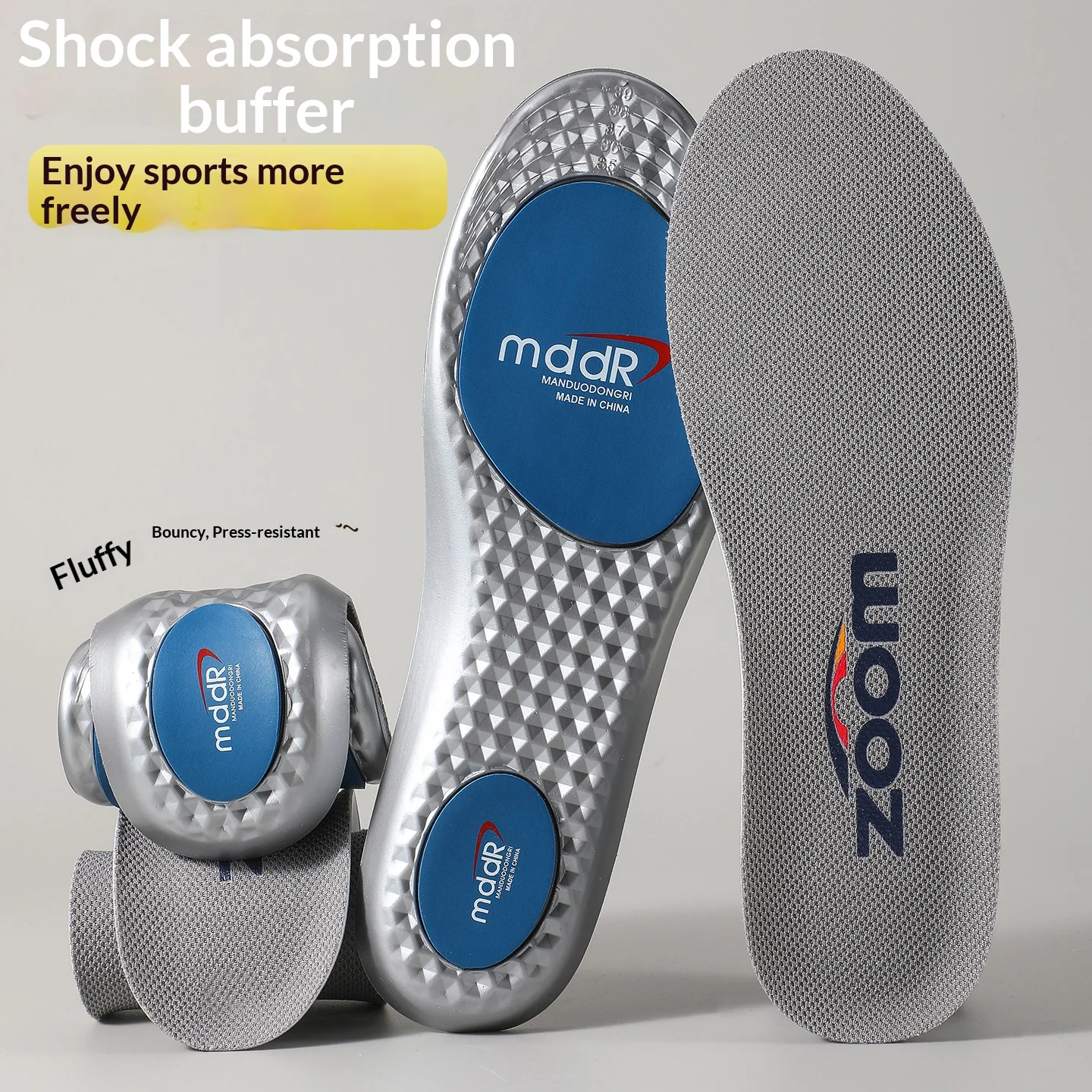 Shock-Absorbing Sports Insoles for Men And Women High-Elastic Thickened Foot Support Moisture-Wicking Breathable Odor-Proof