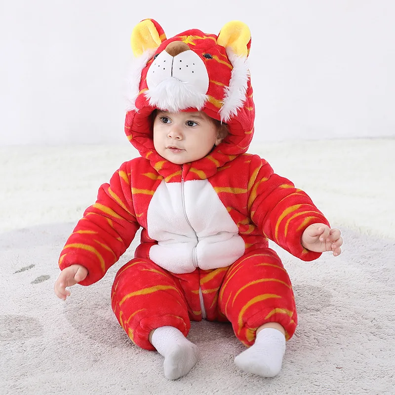 

Winter Thicken Baby Romper Boys Girls Clothes Newborn Toddler Jumpsuit Anime Cartoon Tiger New Year Gift Baby Onesie Warm