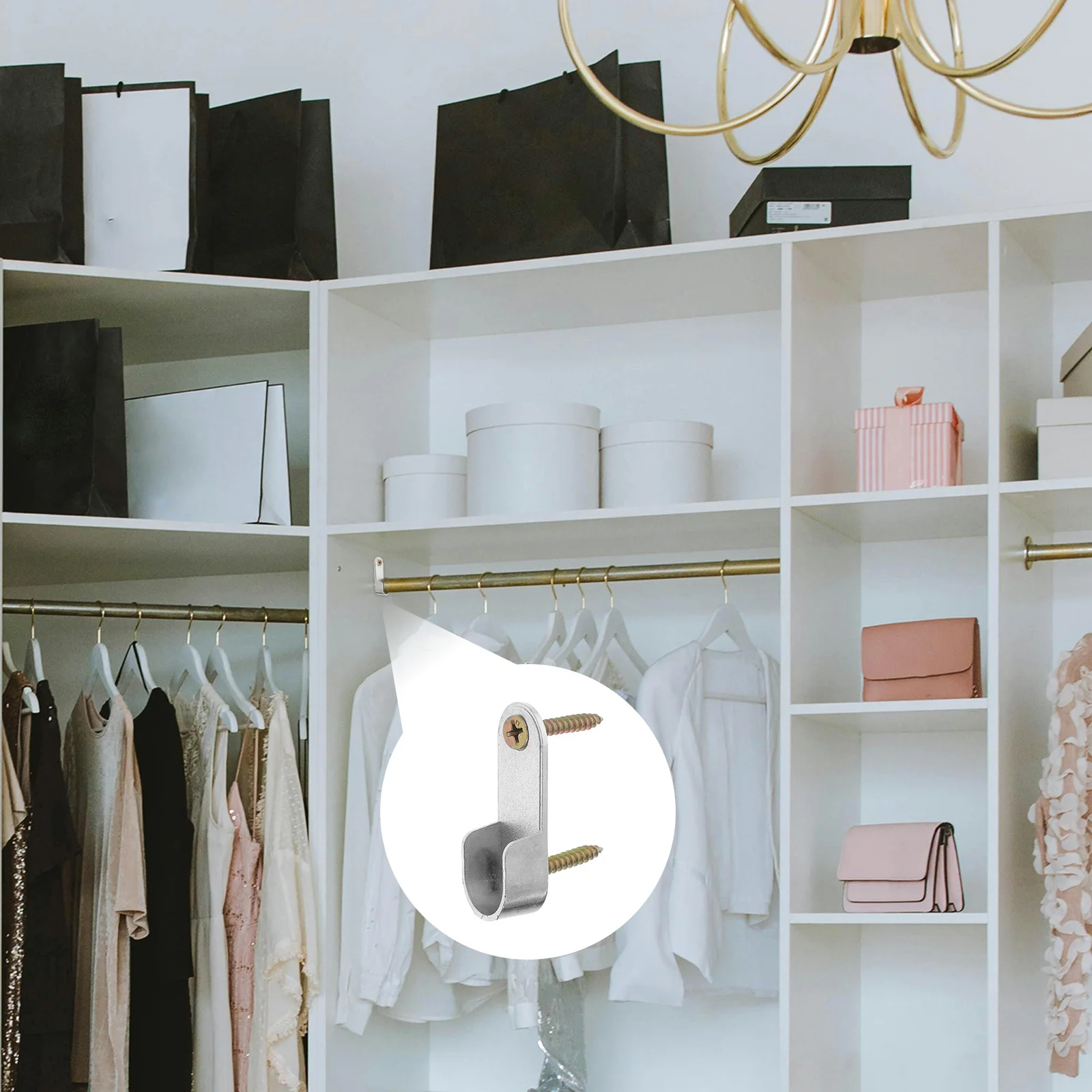 

12Pcs Closet Rod End Brackets Polished Chrome Wardrobe Hanging Rod Supports Heavy Duty Metal Flange Pole Sockets for Closet