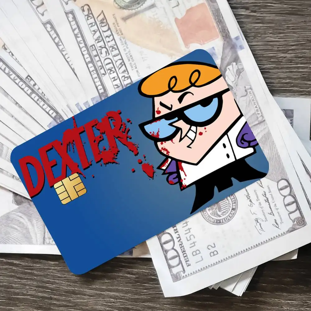 الكرتون D-Dexters L-المختبر المشارك الائتمان الجلد غطاء بطاقة ملصقات 4 قطعة فيلم حافلة تمرير الجبهة الديكور البنك الخصم مقاوم للماء
