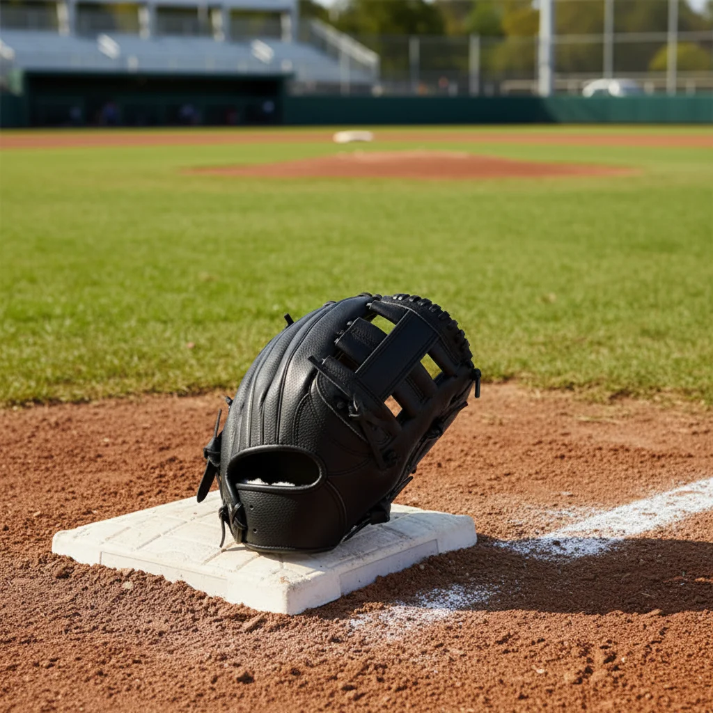 Baseball Glove 12.25 Inch, Leather Outfield, Black Royal Orange, Left Hand Throw, for A1000