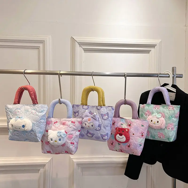 Новая сумка Sanrio Kawaii Hello Kitty Kuromi Tote Bag Girl Heart Sweet Cute Cartoon Anime My Melody Change Women Bag Tide Gift for Kids