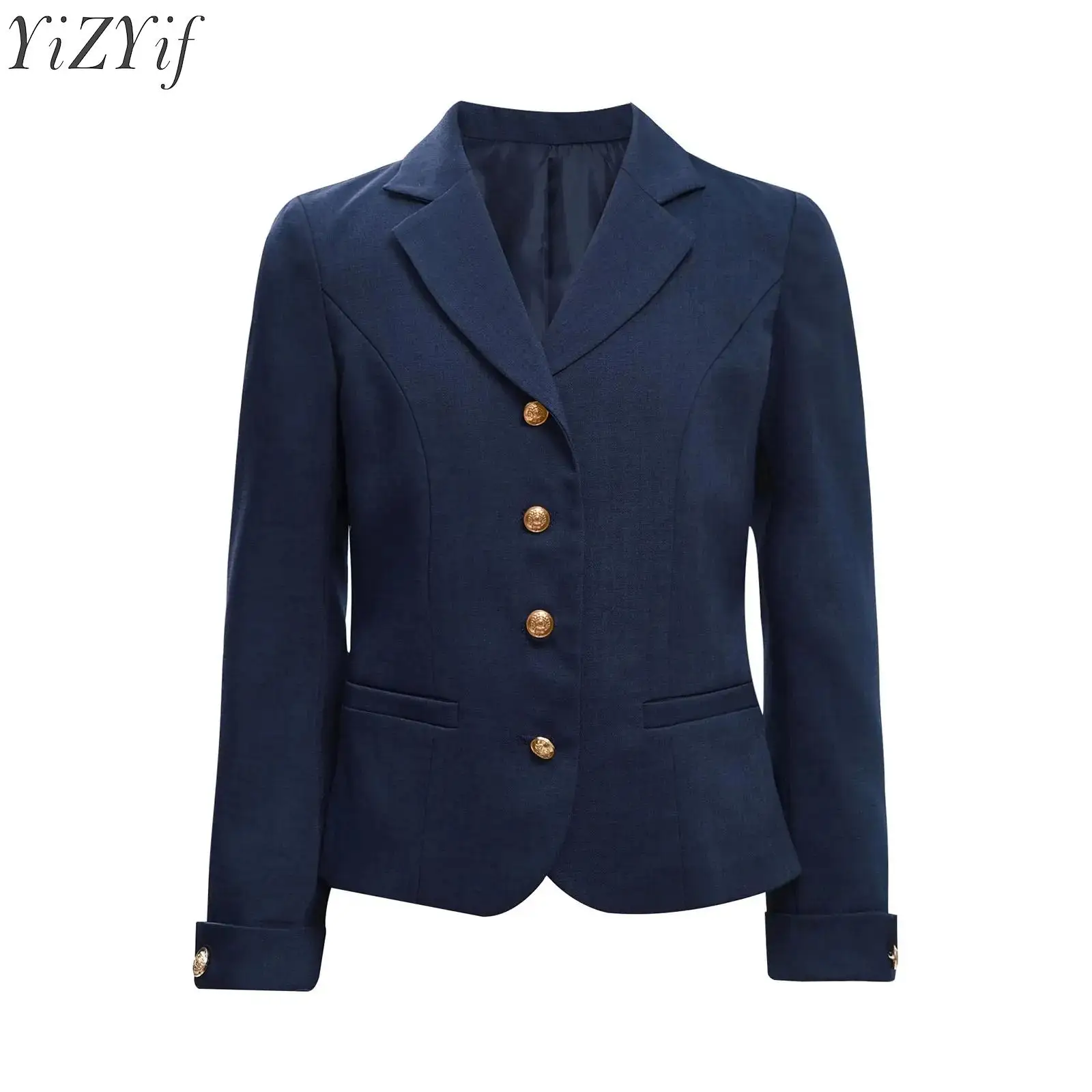 Blazer Jacket for Kids Girls Long Sleeve Solid Lapel Formal Suit Coat School Uniform Dress Tops with Pocket Jacket Outerwear