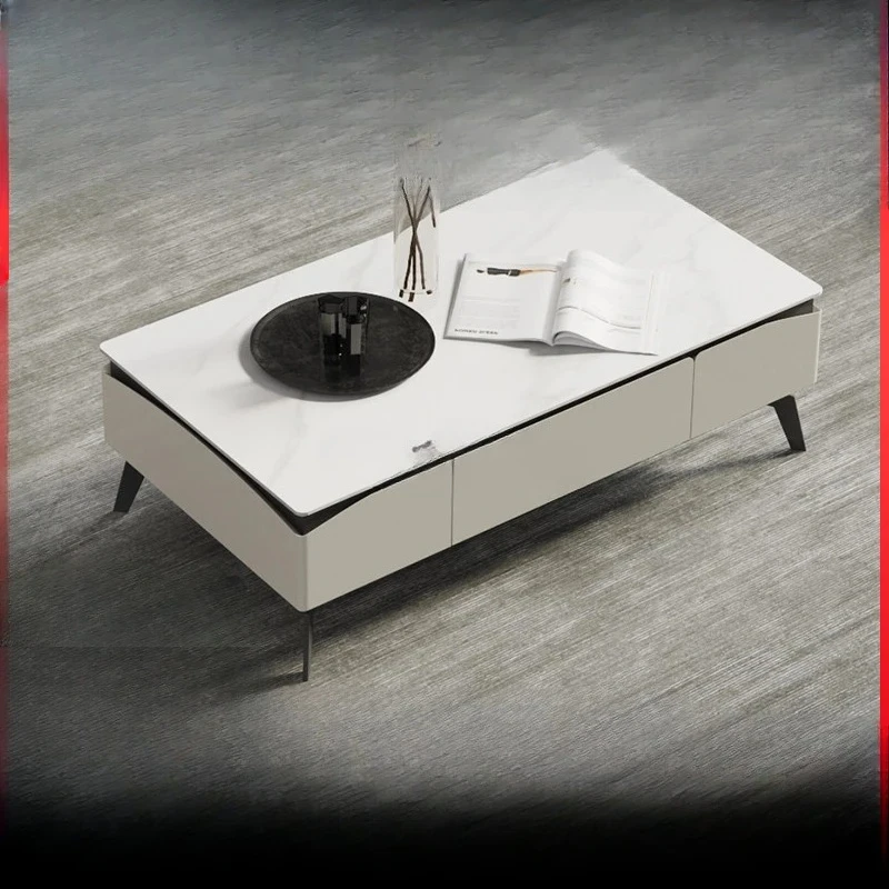 Cream wind coffee table Modern simple storage rock slab coffee table