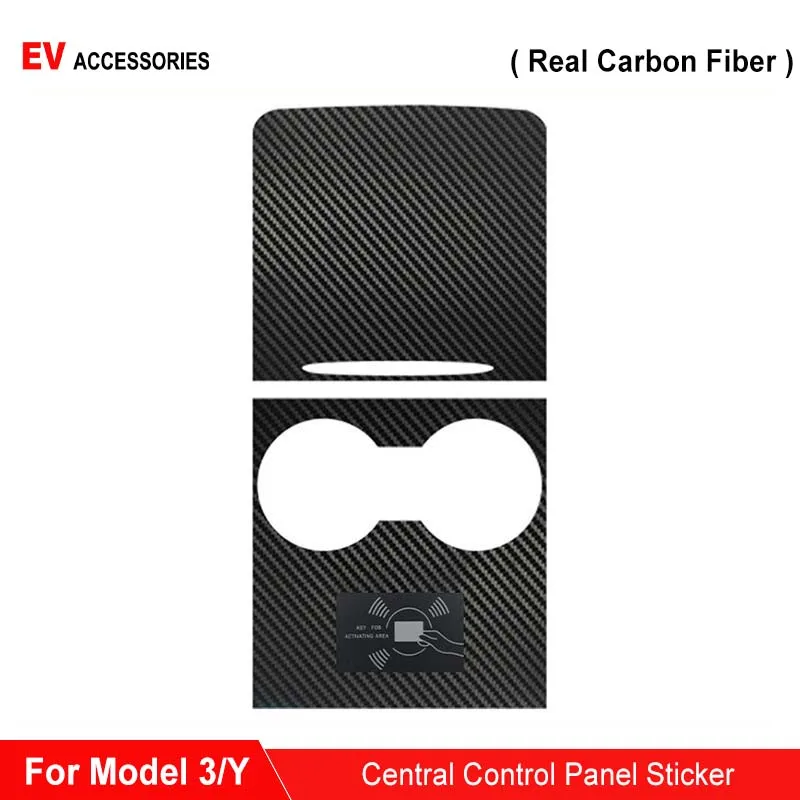 For Tesla Model 3 2021 2022 Real Carbon Fiber And Alcantara Decoration Central Control Wrap Cover Kit Sticker Model Y Interior