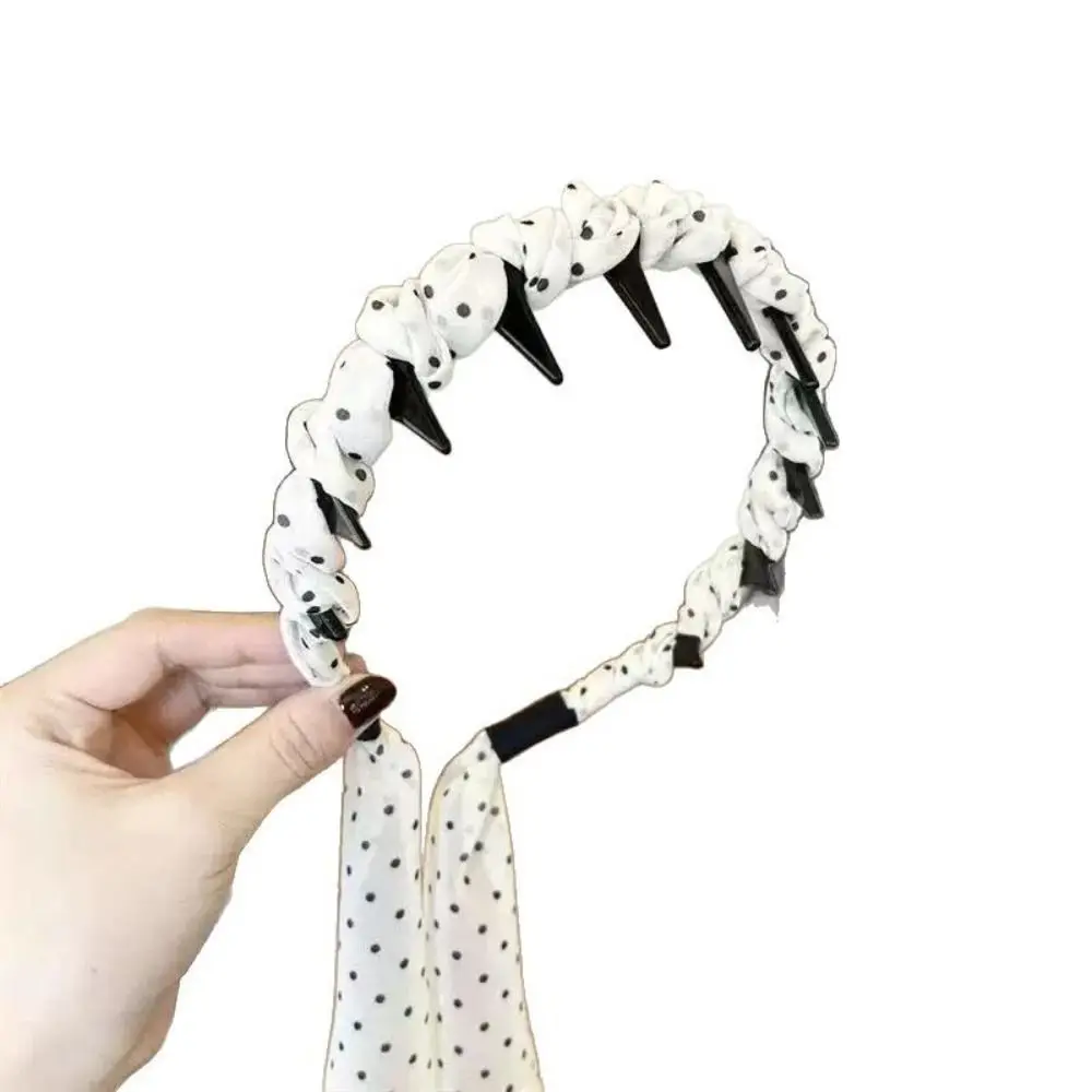 

Vintage Dot Braid Hairband Thin Ribbon Teeth Headband Hair Hoop Hair Accessories Face Wash Hairband Female Hair Accessories