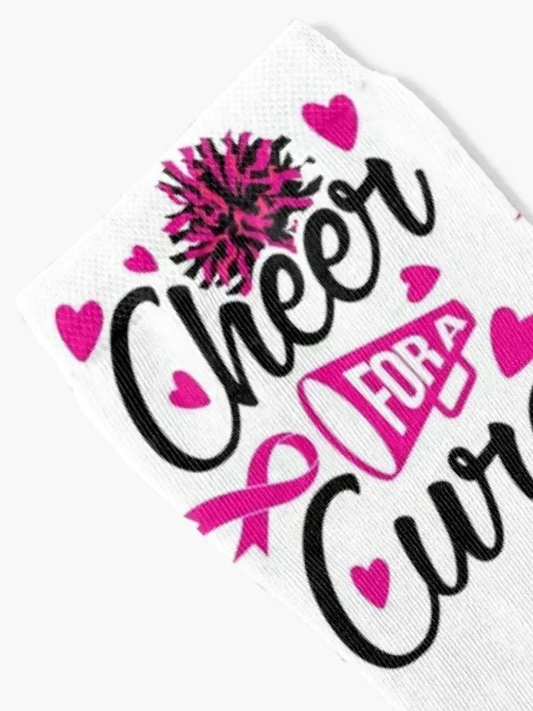 Cute Cheerleader Breast Cancer Awareness Cheer Cheering Pink Ribbon Cheerleading Socks sport Socks Woman Men's