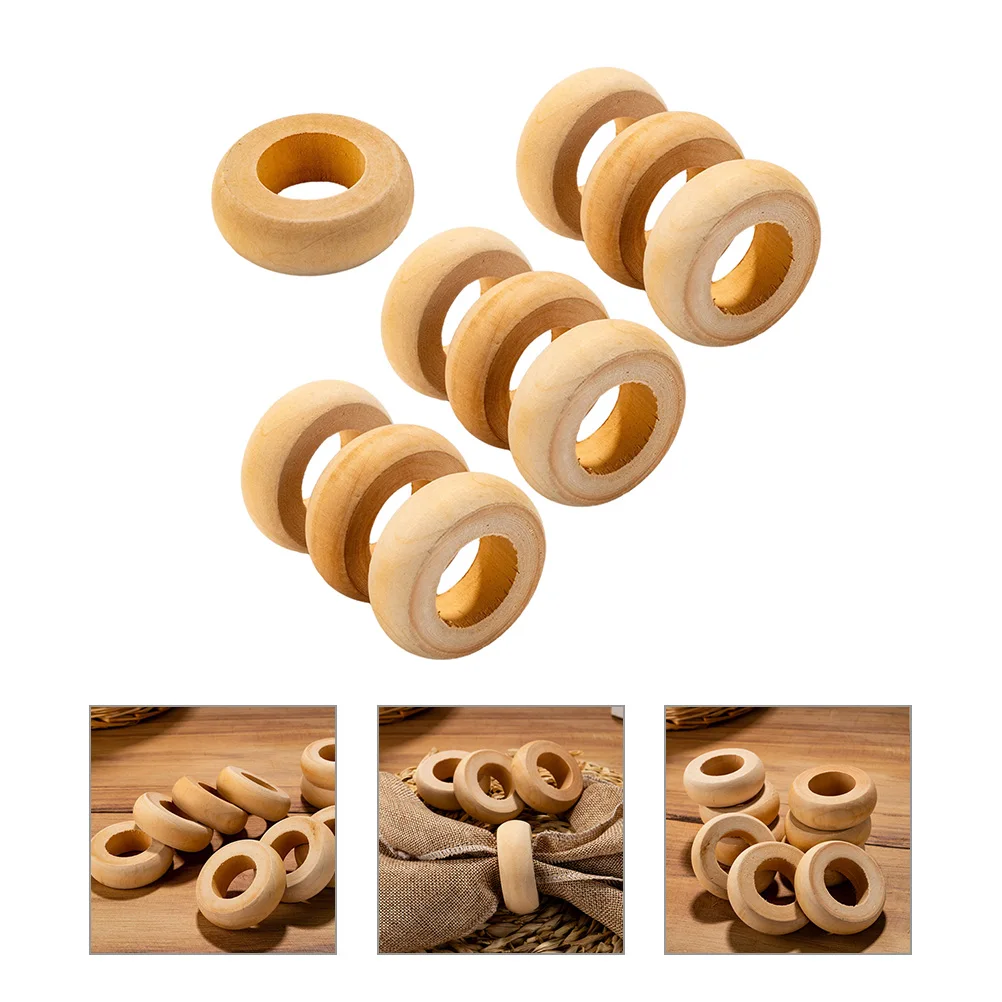 

10pcs Wooden Rings Wood Holder Natural Farmhouse Buckle Table Decoration Household Supplies Serviette Ring Country Holder Napkin