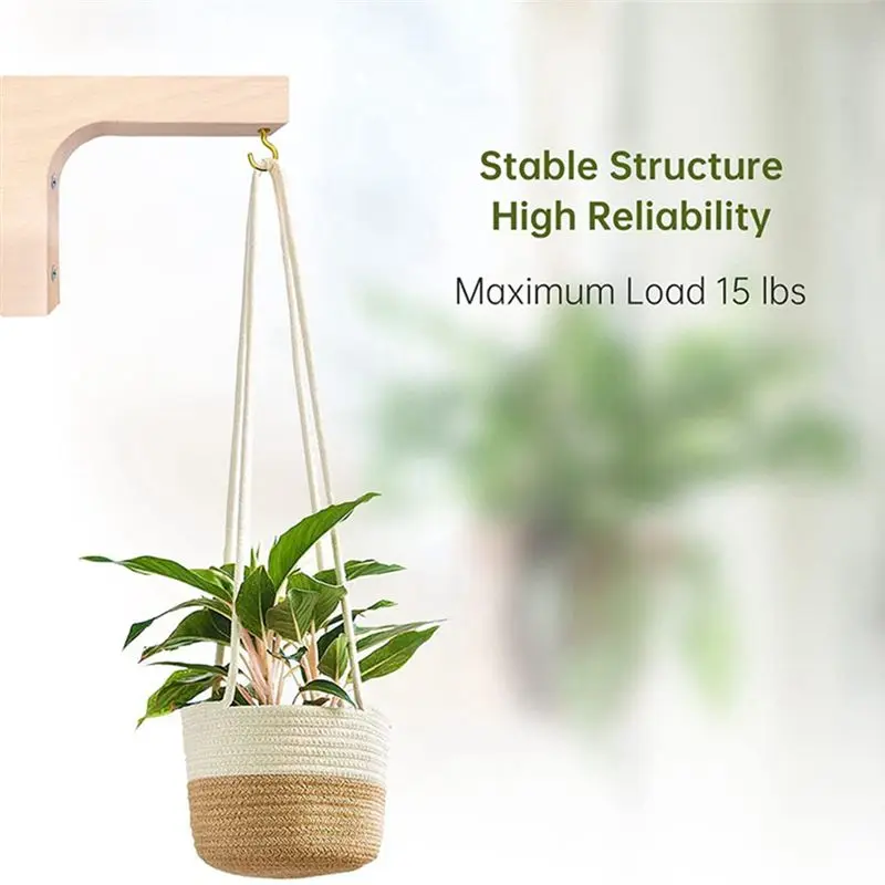 -[Retail TX] 4Pcs Hanging Plant Hook Plant Hangers Indoor Wooden Hanging Basket Hooks For Indoor Flower Baskets Pot Lanterns Pla